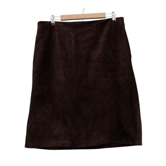 Vintage Y2K Gap 100% Genuine Leather Skirt Size 16 Brown Suede Boho Preppy - Picture 1 of 13